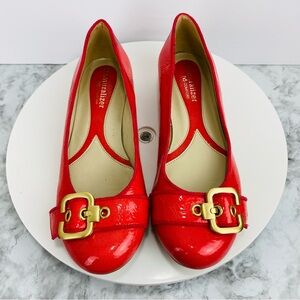 Naturalizer N5 Patent Leather Flats Loafers Shoes Womens 6 M Pink Gold Buckle